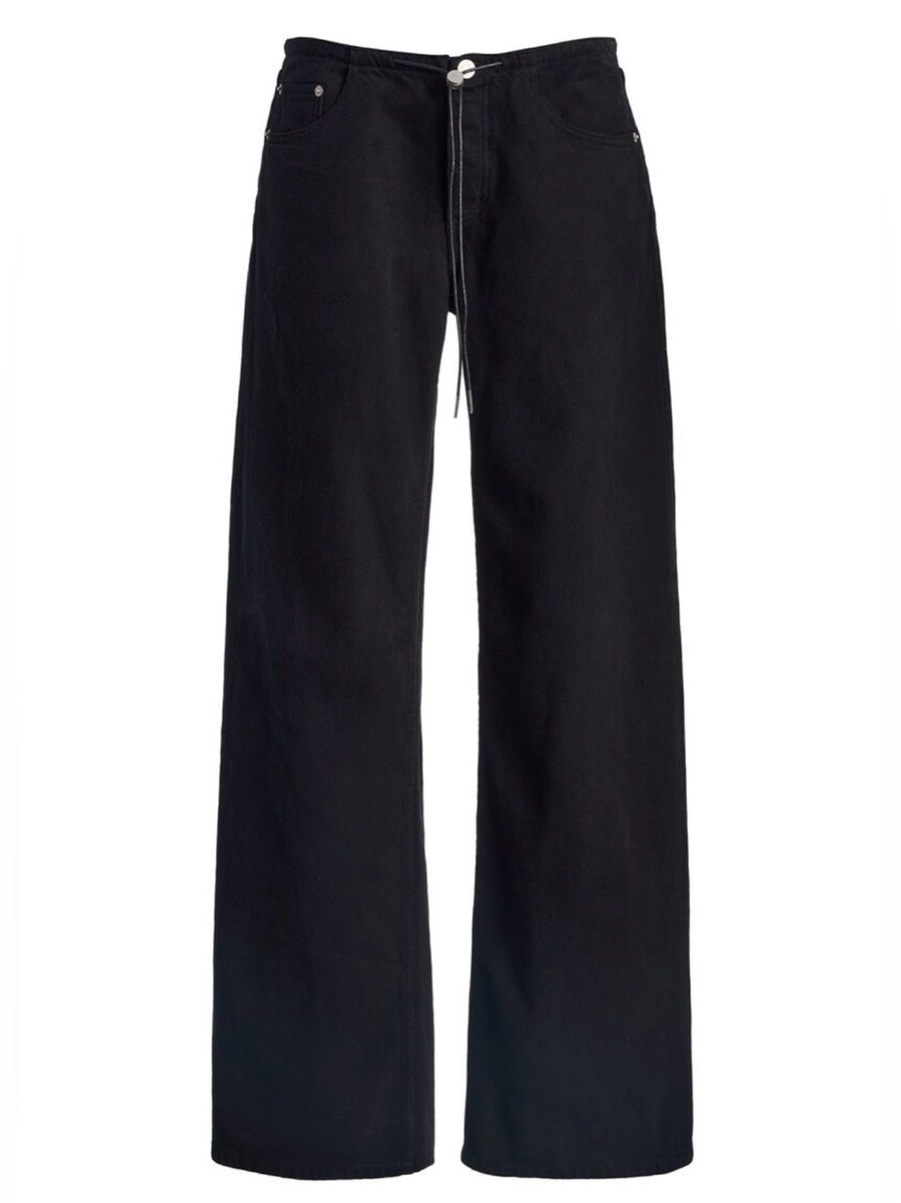 Still Here Cool Rigid Low-Rise Relaxed-Leg Jeans With Drawstring (Black)